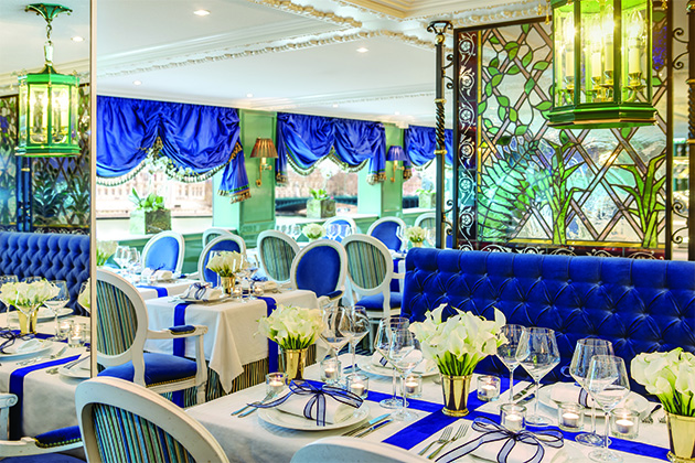Restaurant onboard Uniworld's S.S. Catherine (Photo: Uniworld) SS Catherine retsaurant