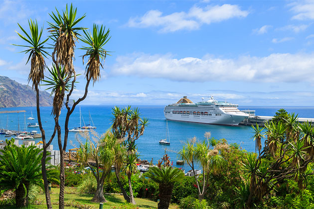 Cruise ship in port (Photo: Pawel Kazmierczak/Shutterstock) Cruise ship anchored off the coast of Madeira island