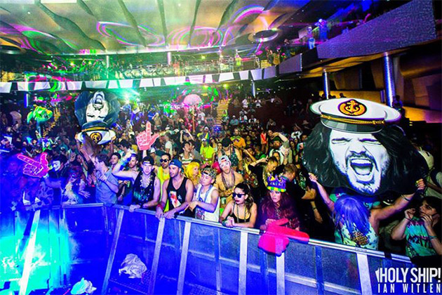 Fans onboard music theme cruise, Holy Ship (Photo: Ian Witlen) Crowd of music fans at Holy Ship performance