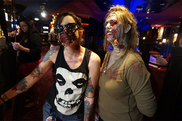 Fans onboard The Walking Dead cruise (Photo: Brittany Chrusciel) Two girls dressed up as zombies for the Walking Dead cruise