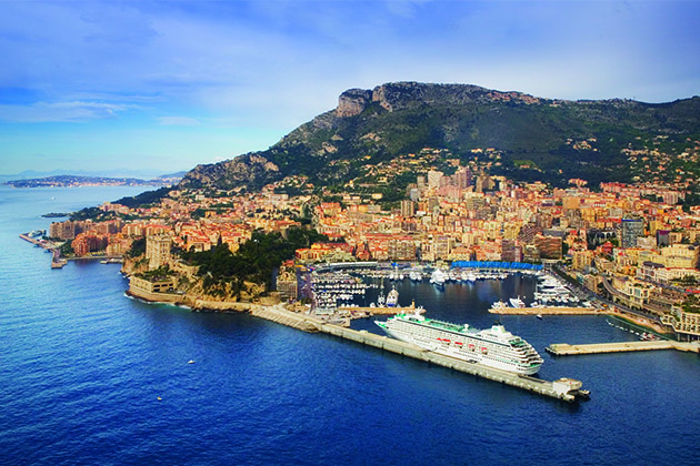 Crystal Symphony in Monte Carlo (Photo: Crystal Cruises) Crystal Symphony aerial in Monte Carlo