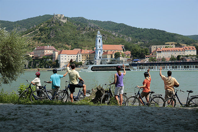 Bicycle tour on the Danube (Photo: AmaWaterways) AmaWaterways passengers on a Danube bicycle tour