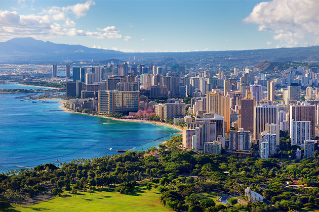Honolulu, Hawaii (Photo: MNStudio/Shutterstock.com) Spectacular aerial view of Honolulu city, Oahu, Hawaii