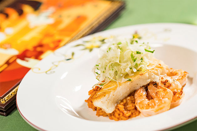 The Cajun Spiced Sea Bass from Tiana's Place on Disney Wonder (Photo: Disney Cruise Line) Tiana's Place on Disney Wonder