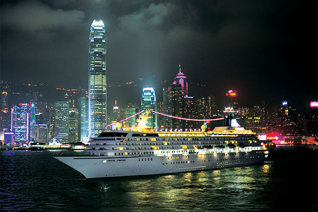 Crystal Symphony in Hong Kong (Photo: Crystal Cruises) Crystal Symphony in Hong Kong at night