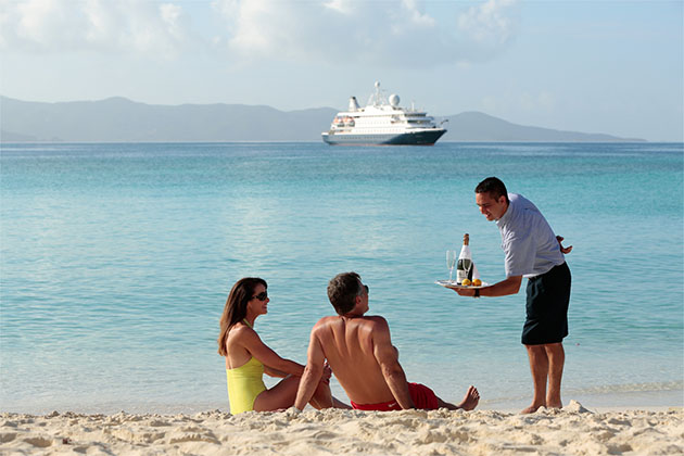 Shore side champagne service on a SeaDream cruise (Photo: SeaDream Cruises) Shore side champagne service