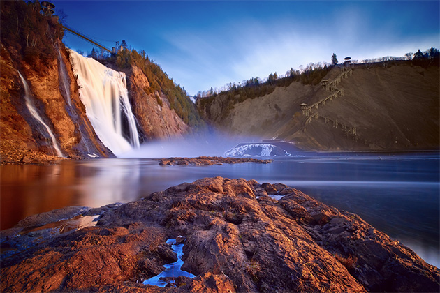 Montmorency Falls near Quebec City (Photo: Magnus L/Shutterstock.com) Montmorency Falls at sunset