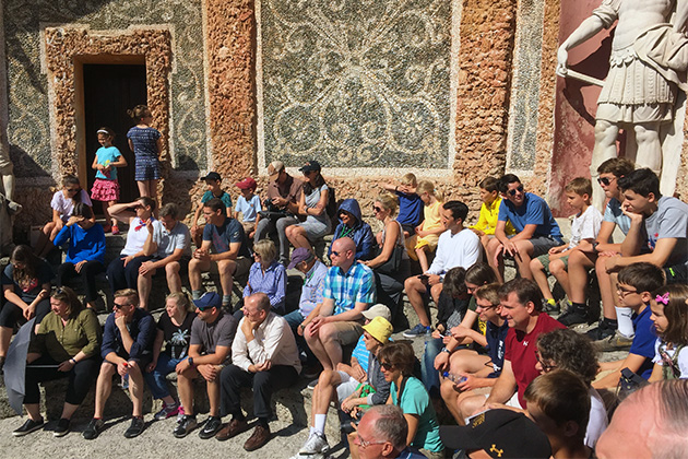 Tauck Bridges excursion at Hellbrunn Palace (Photo: Adam Coulter/Cruise Critic) Group of Tauck Bridges passengers gathered around Hellbrunn Palace