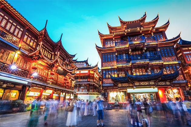 A traditional shopping area in Shanghai, China. (chungking/Shutterstock) Shanghai, China