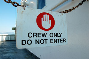 Some parts of the ship are restricted to crew members only (photo: Amanda Flagg/Shutterstock) restricted access