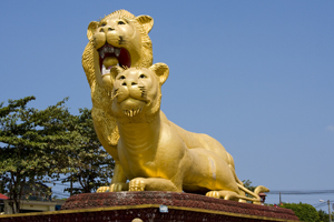 Lions in Sihanoukville, Cambodia sihanoukville-cambodia-lions-come-aboard-cruise-holland-america-zaandam-asia