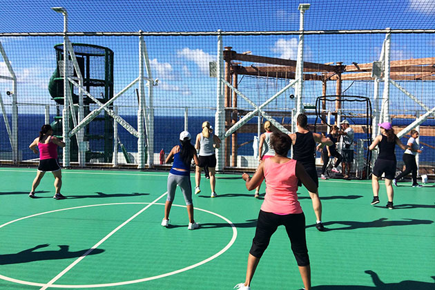Instructor led zumba class hosted by Burn the Floor dancers on Norwegian Getaway (photo: Brittany Chrusciel) Norwegian Getaway - Zumba Class