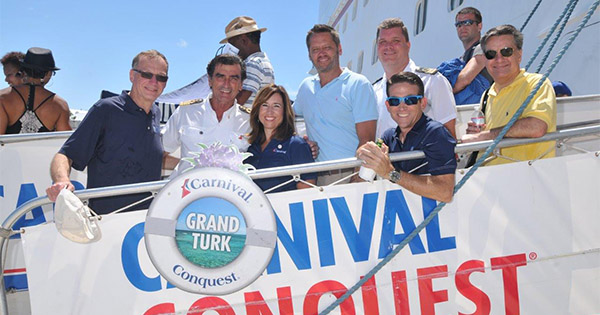 Christine visiting Carnival Conquest in Grand Turk (Photo: Carnival) Christine Duffy visiting the Carnival Conquest while in port in Grand Turk