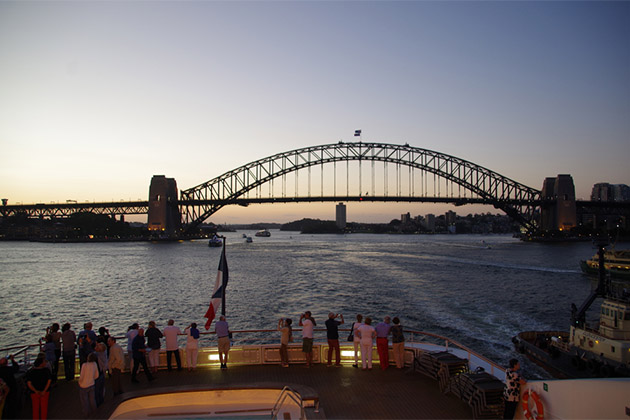View of Sydney Harbour Bridge from a Ponant ship