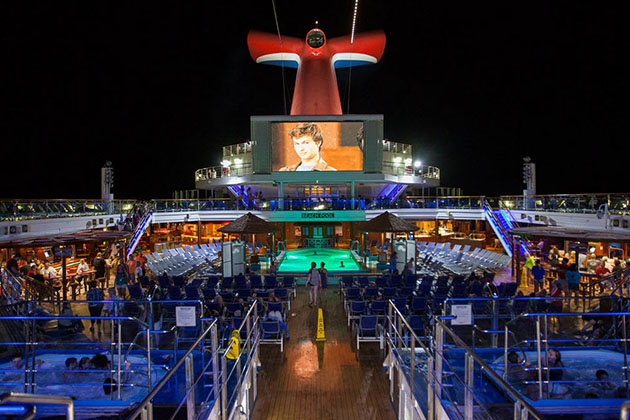 Outdoor movie screen on Carnival Sunshine.