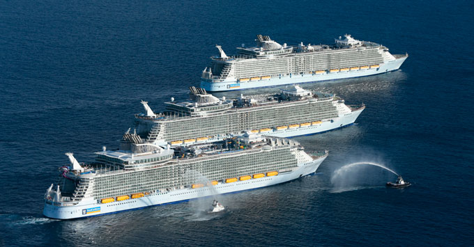 Royal Caribbean's Three Oasis-Class Ships Meet for the First Time