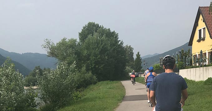 Luckily for inexperienced riders, most of the path along the Danube River is flat. (Photo: Chris Gray Faust/Cruise Critic) Luckily for inexperienced riders, most of the path along the Danube River is flat.