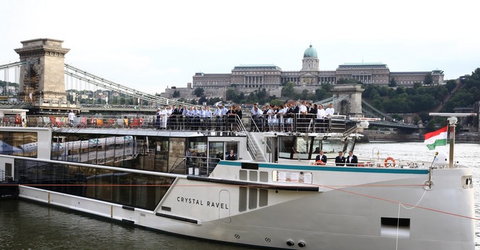 Crystal Ravel's christening in Budapest (Photo: Crystal Cruises) Crystal Ravel's christening in Budapest
