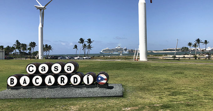 Ship sails past Casa Bacardi (Photo: Brittany Chrusciel) Ship sails past Casa Bacardi