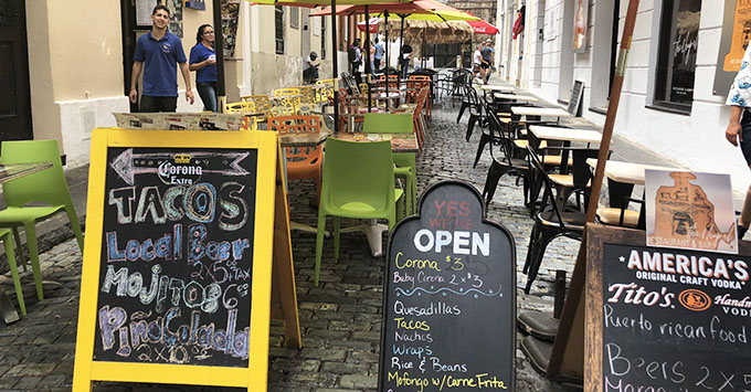 Plenty of restaurants are open and ready to serve in San Juan (Photo: Brittany Chrusciel) Plenty of restaurants are open and ready to serve in San Juan