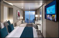 Deluxe Veranda Stateroom (partially obstructed view due to circular veranda frame opening) Deluxe Veranda Stateroom (partially obstructed view due to circular veranda frame opening)